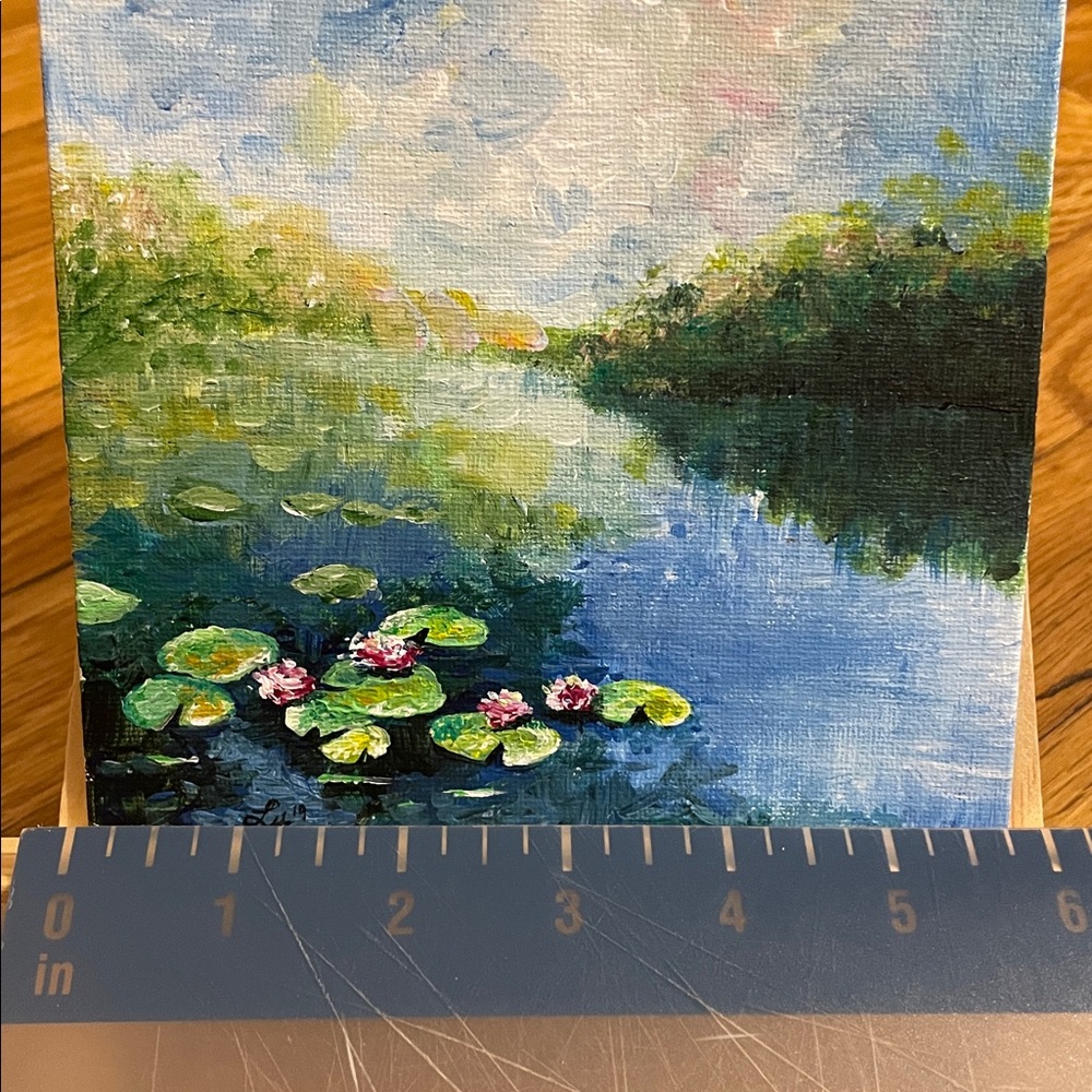 Original Artwork! Monet Style Lily Pond Canvas Art - Picture 5 of 5